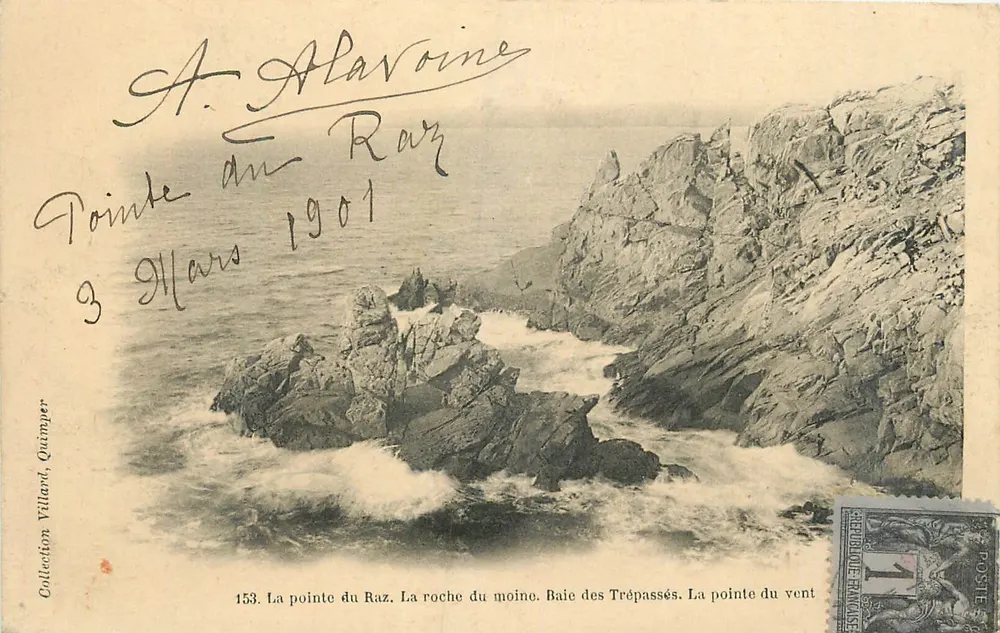 La pointe du Raz — La roche du moine. Baie des Trépassés. La pointe du vent — Villarot, n°153 - Recto