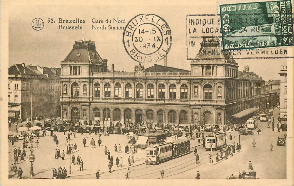 Bruxelles Gare du Nord — vista della stazione e della piazza — Gibert, n°52 - Recto