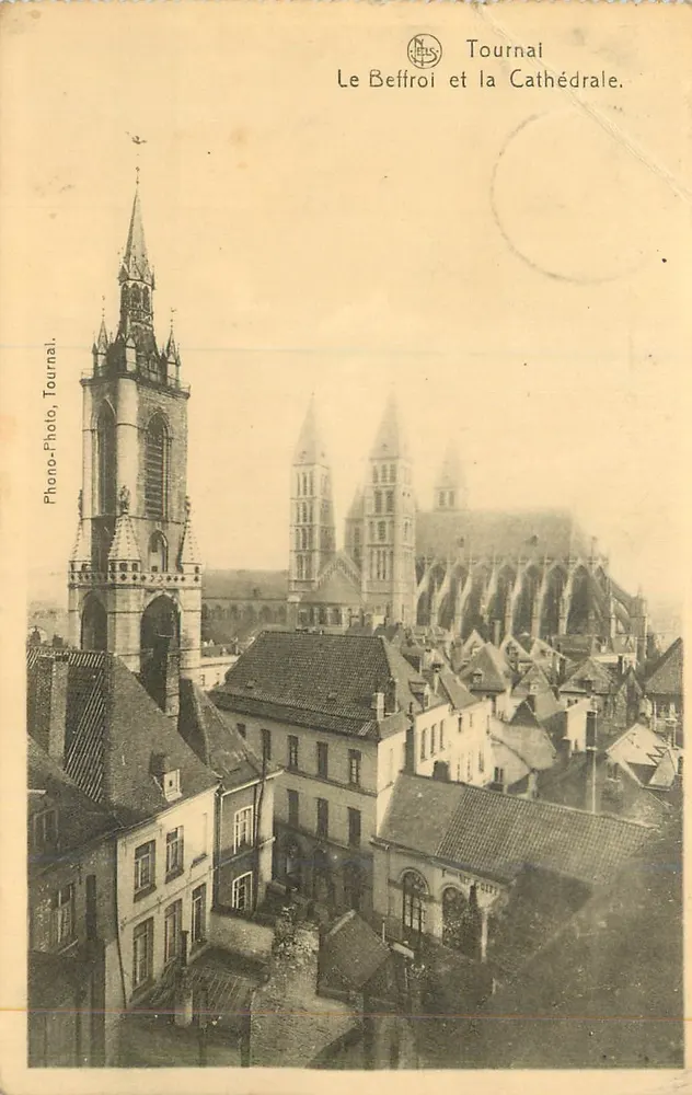 Tournai — O Sino e a Catedral — Phono-Photo, Tournai - Frente