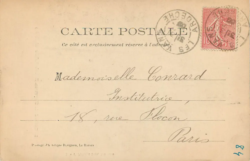 Der Gleyzasse-Abgrund — Wald Paiolive (Ardèche) — Mme V. Pelle, Tabakgeschäft, Les Vans - Rückseite