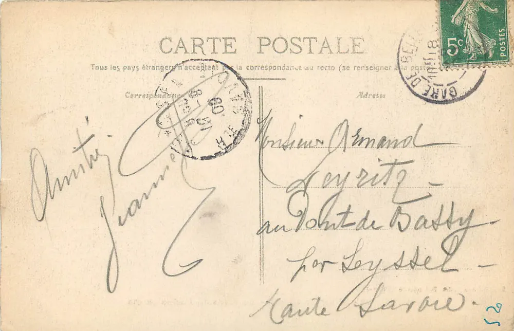 Bellegarde — The Fall of the Rhône in Summer — Michaux, publisher Bellegarde (Registered) - Back