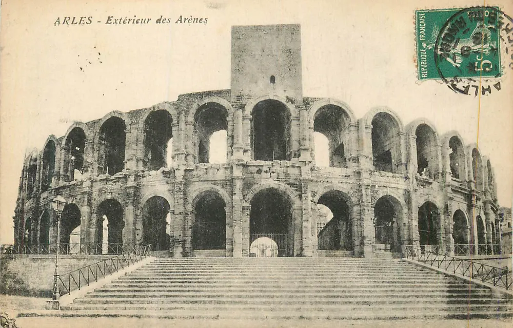 Arles - Buitenkant van de Arenas — uitzicht op het Romeinse Colosseum — onbekende uitgever - Voorkant