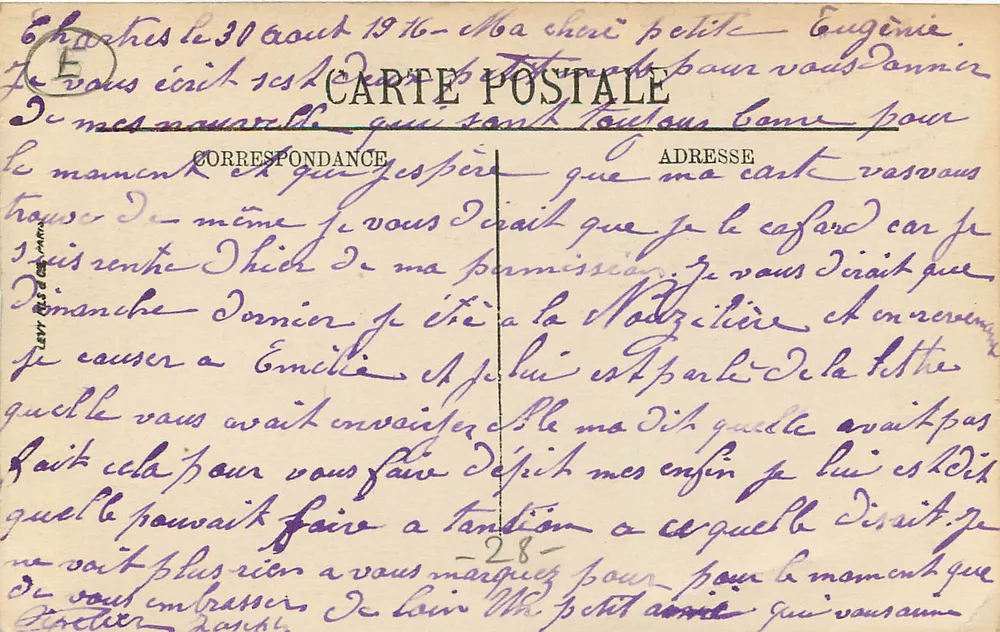 Charlres — Praça Pasteur — LL. n°74 - Verso
