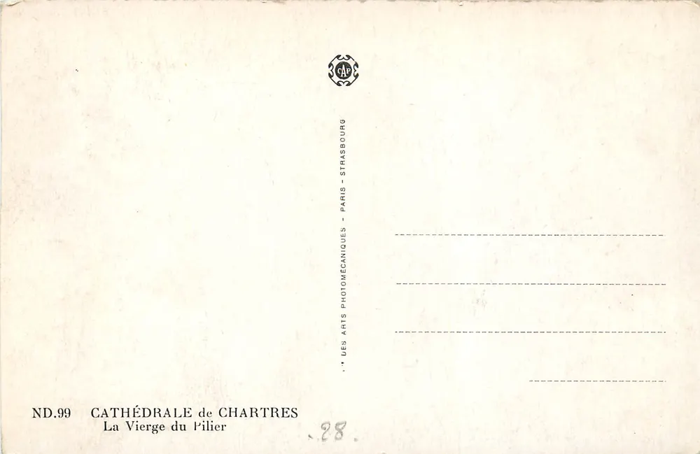 A Virgem do Pilar — Catedral de Chartres — Editor CAP, n° ND.99 - Verso