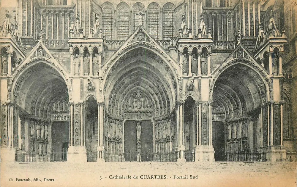 Catedral de CHARTRES - Portal Sul — Ch. Foucault, editor, Dreux, n°3 - Frente