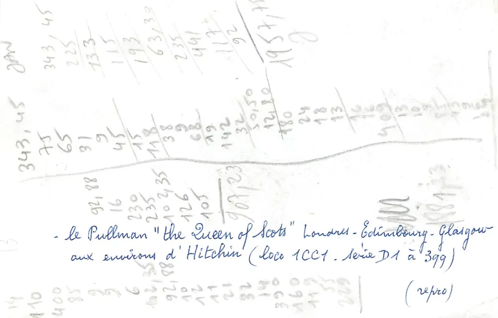 Der Pullman 'Queen of Scots' — Dampfzug in der Nähe von Hitchin — Verlag nicht sichtbar - Rückseite