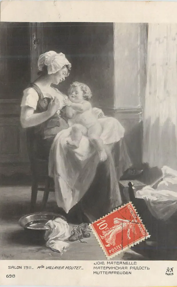 Mutter, die ihr Kind stillt — Salon 1911 — Mlle Vallayer Moutet — Nr. 698 — Verlag A.N. Paris - Vorderseite