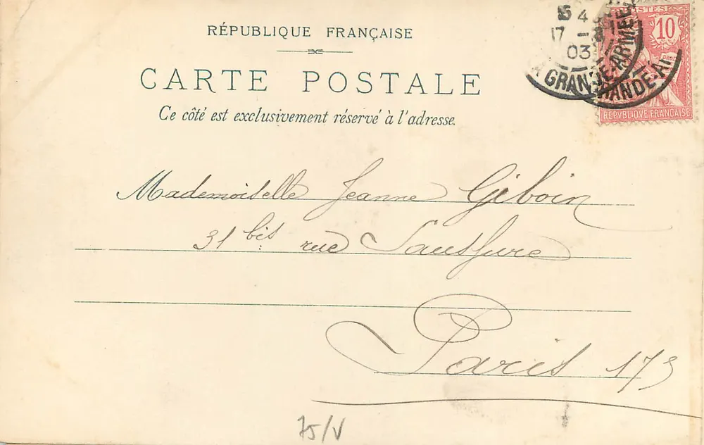 École de Droit, Bibliothèque Ste Geniève et Panthéon — Paris — Tarn & Cie, n° 10105 - Verso