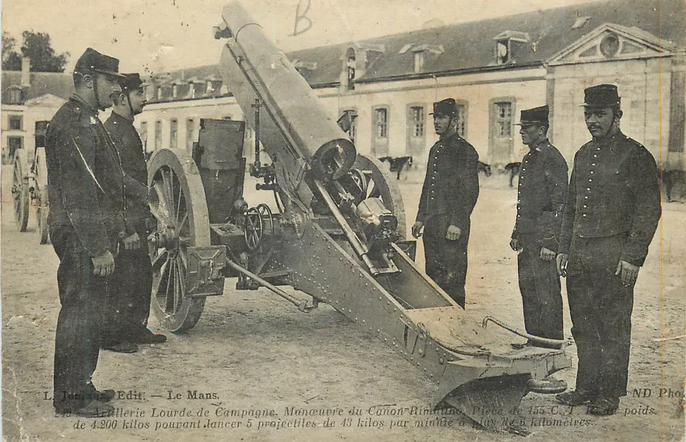 Schwere Feldartillerie — Manöver des Kanons Rimartino in Le Mans — L. Jean du Edit — Le Mans. - Vorderseite
