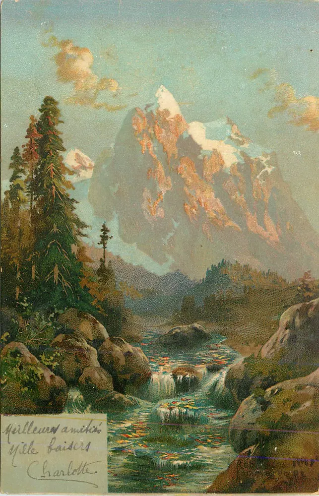 Montagnes enneigées — paysage alpin — éditeur non identifié - Recto