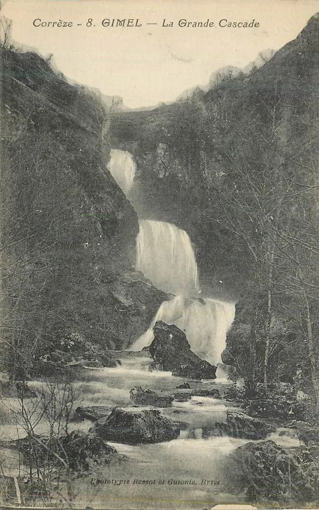 Gimel — La Grande Cascade — Fototipia Bessot y Guionie, Brive - Anverso