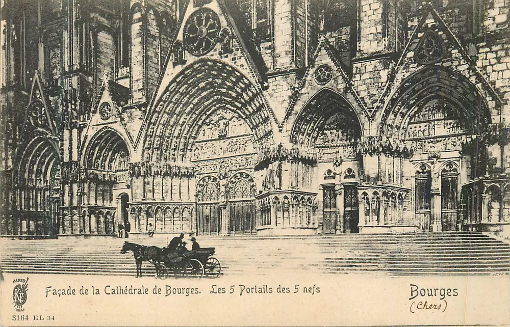 Fassade der Kathedrale von Bourges — Die 5 Portale der 5 Kirchenschiffe — Verleger CANIS, Nr. 3164 EL 34 - Vorderseite