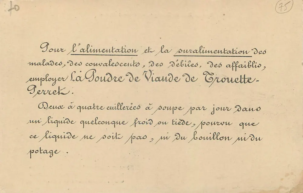 Paris - Bois de Boulogne - Le Lac Inférieur — Versorgung und Überversorgung durch die Fleischpulver von Trouette-Perret - Rückseite
