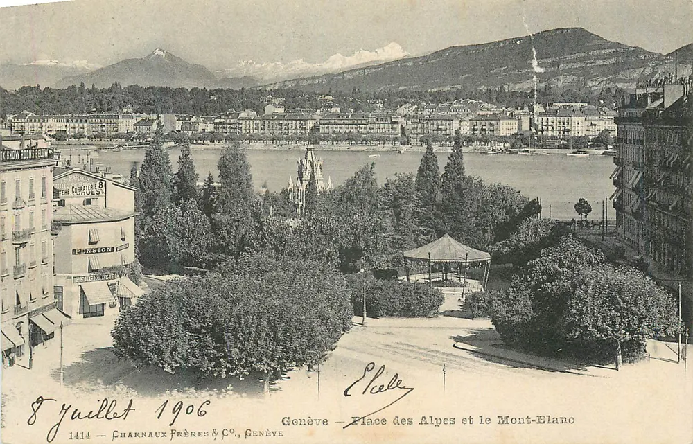 Genève — Place des Alpes et le Mont-Blanc — Charnaux Frères & Co., Genève, n°1414 - Recto