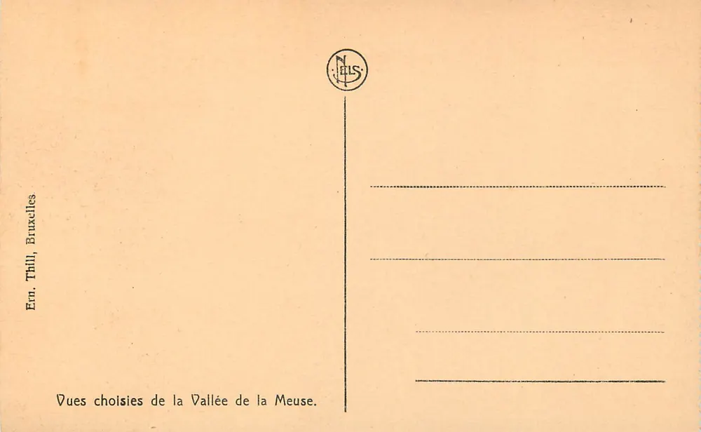 Hastière Panorama — panoramische Ansicht des Dorfes am Ufer der Maas — Verlag N. Thill, Brüssel, Seriennummer nicht sichtbar - Rückseite