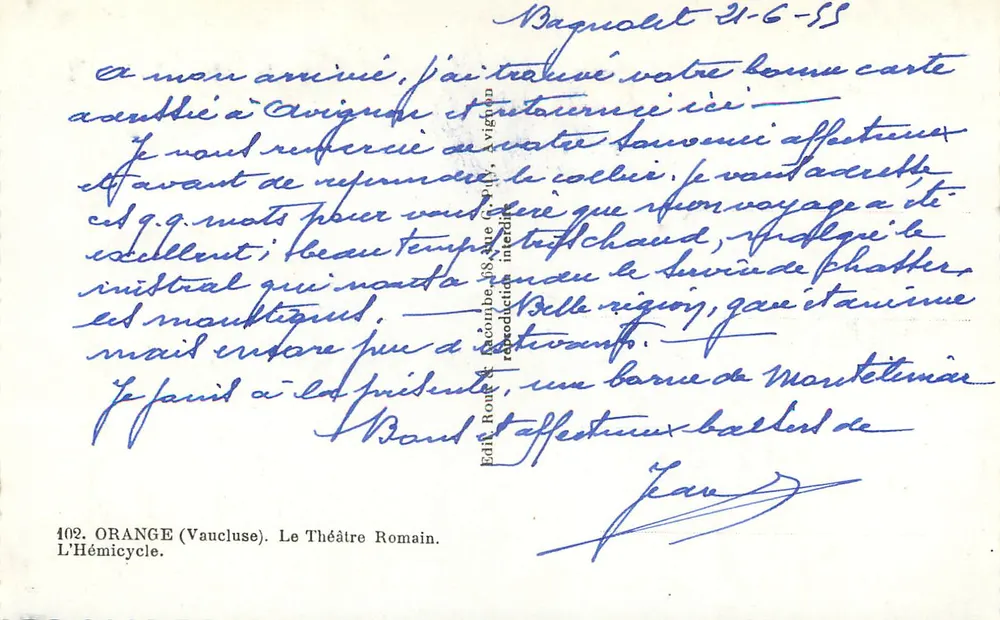 Orange (Vaucluse) — Le Théâtre Romain. L'Hémicycle. - Verso
