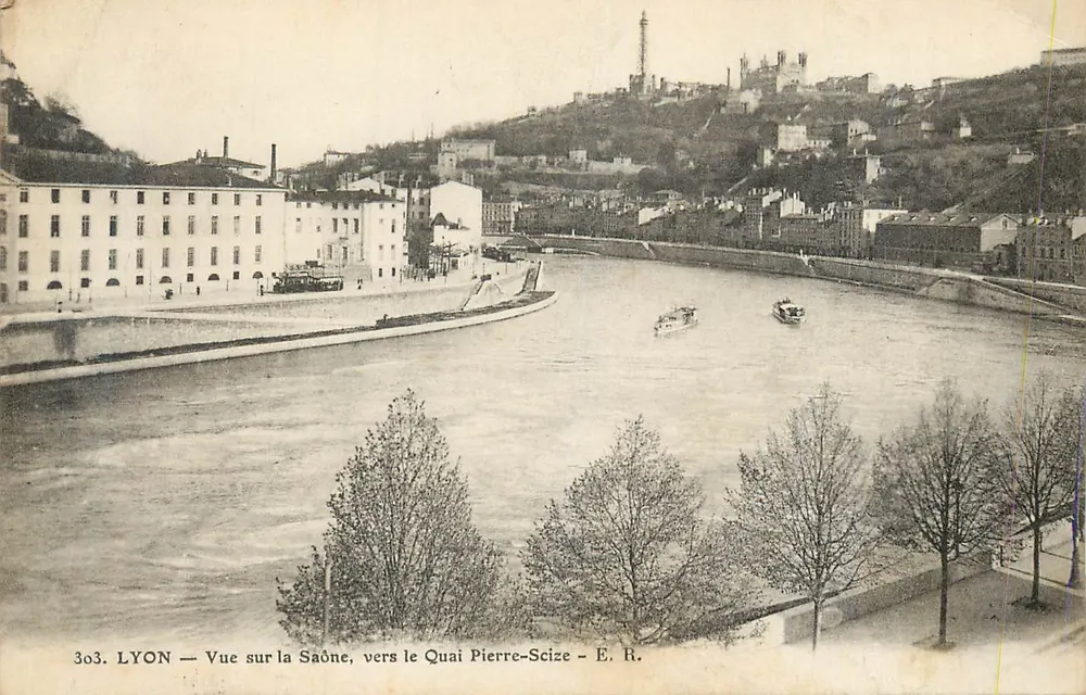 LYON — Vue sur la Saône, vers le Quai Pierre-Scize — E. R. - Recto