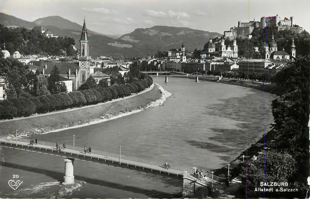 Salzburgo — Velha Cidade e Salzach — Fotografia Autêntica - Frente