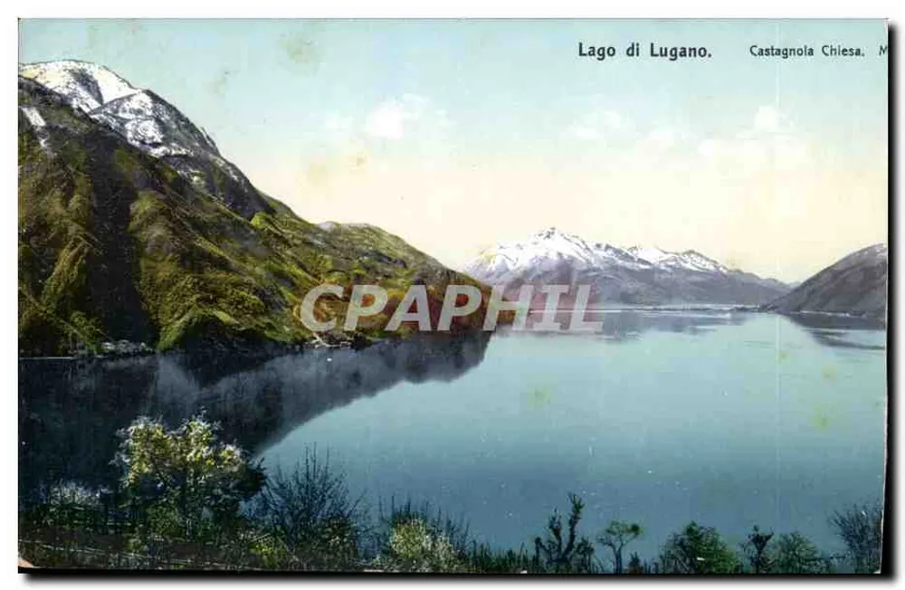 Lago di Lugano — Castagnola Chiesa — E. Götz, Fot. Luzern, Nr 4158 - Awers