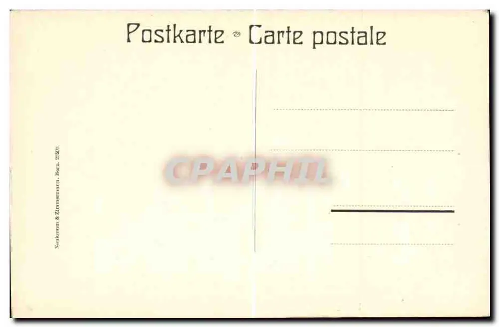 Blausee com Ländte e ponte (900 m acima do nível do mar) — vista lacustre com embarcação e ponte — editor Neukamm & Zimmermann, Kors. 1908 - Verso