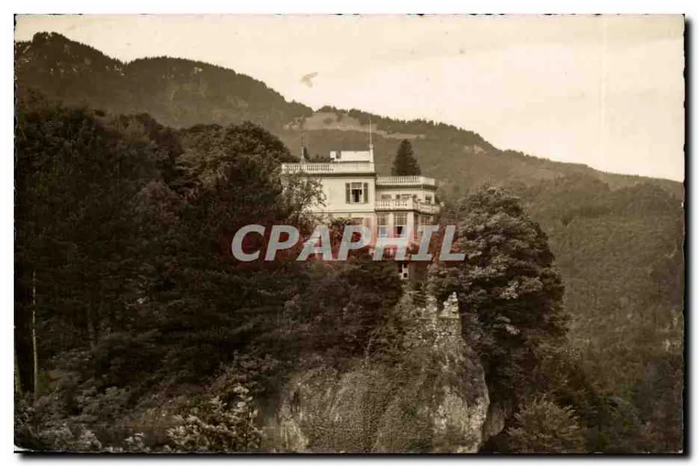 Hotel Wartenstein, Bad Ragaz — vista da villa na falésia — Foto Fetzer, Bad Ragaz 506 - Frente