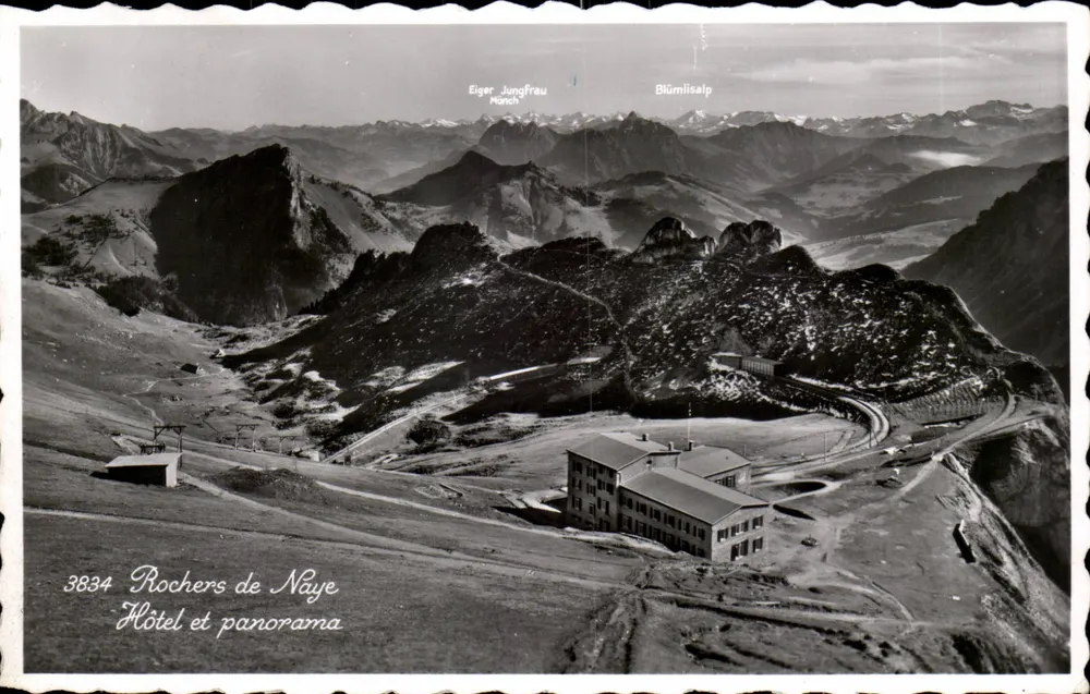 Rochers de Naye — Hôtel et panorama — Edition Phot. Perrochon Lauzanne - Recto