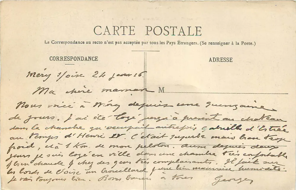 MÉRY-sur-OISE - Le Château - La Terrasse - Pontouche A. Soyes, imp. édit. - Verso