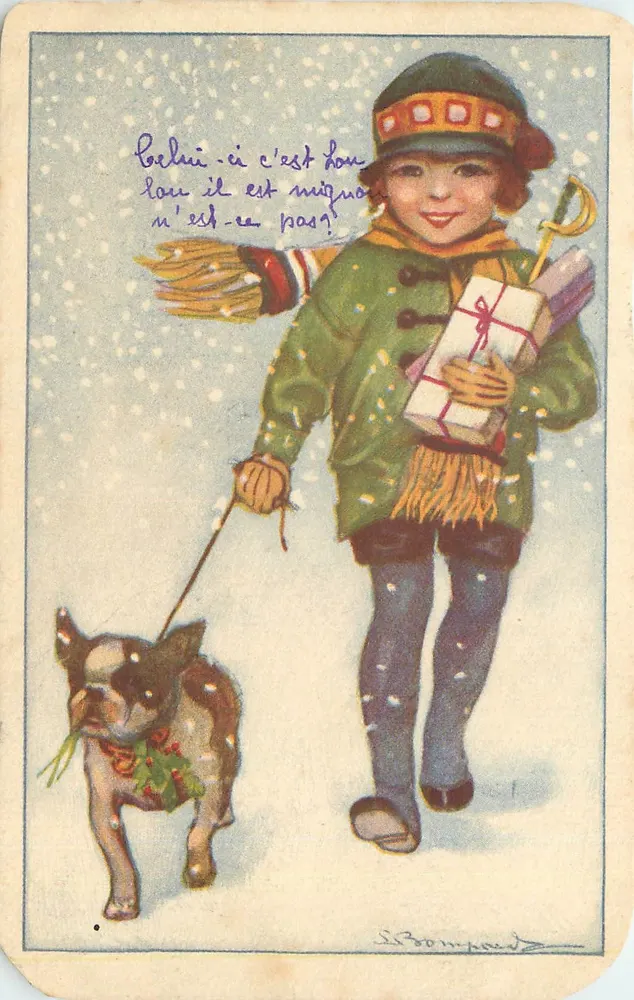 Criança com cachorro nevado — S. Bompard — n° 509 - Frente