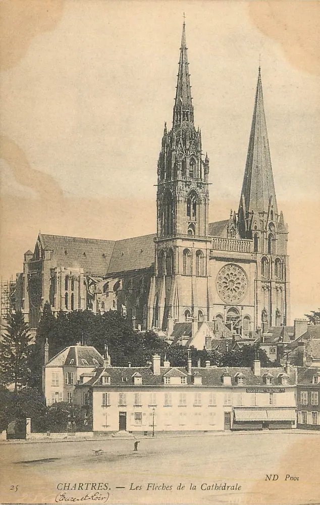 Chartres — Strzałki Katedry — Wydawca ND Pnol - Awers