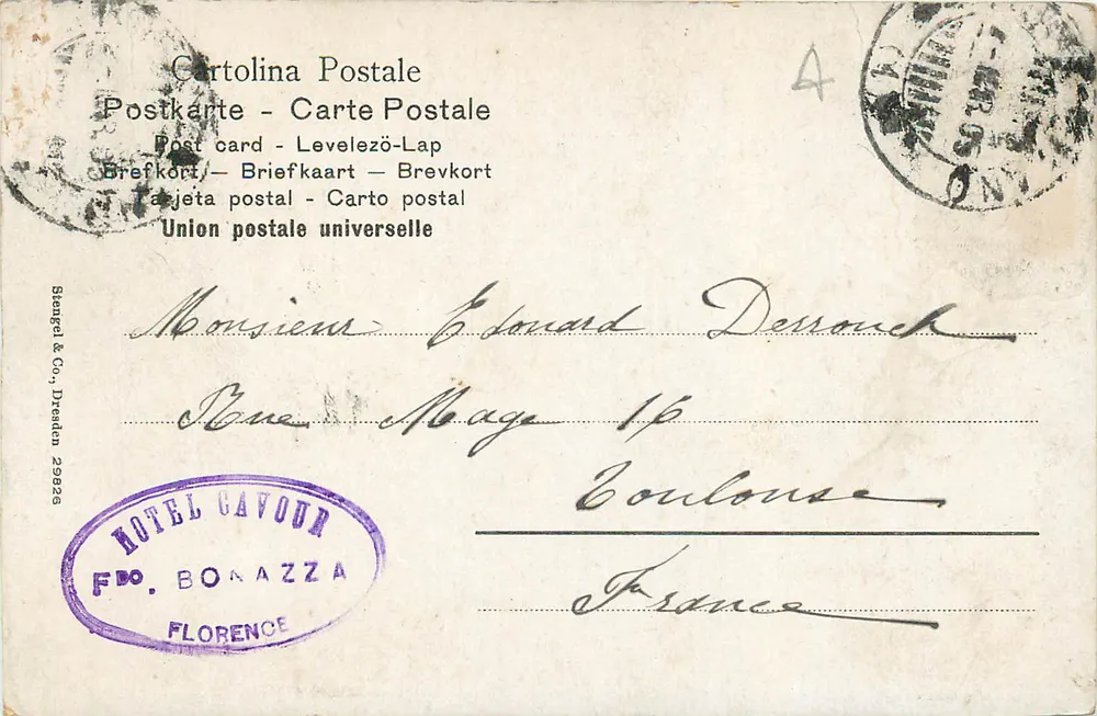 Florença — Artistas em ação — Editor Stengel & Co., Dresden - Verso