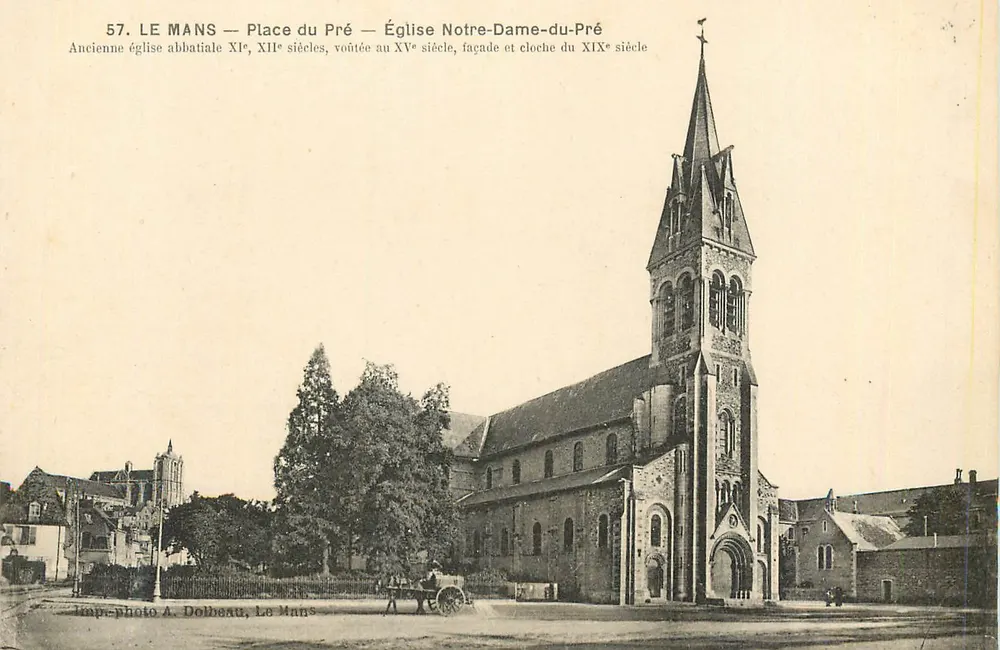 Le Mans — Place du Pré — Église Notre-Dame-du-Pré — Imp. photo A. Dolbeau, Le Mans - Recto
