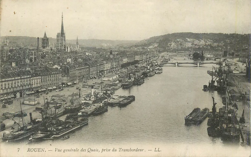 Rouen — Vue générale des Quais, prise du Transbordeur — LL - Recto
