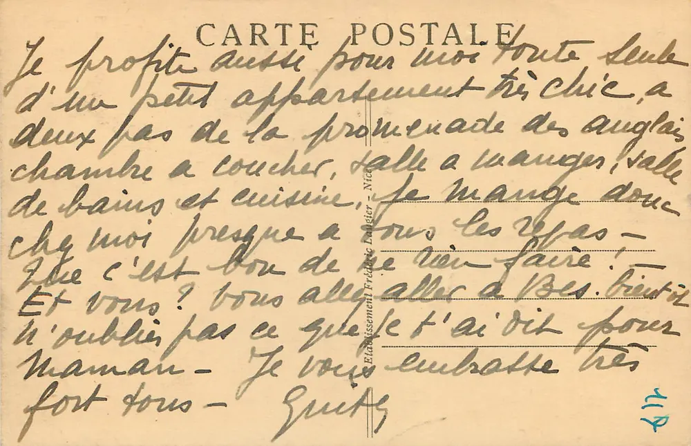 Nice — Le Palais de la Jetée et le Mont Boron — FL. — n°300 - Verso