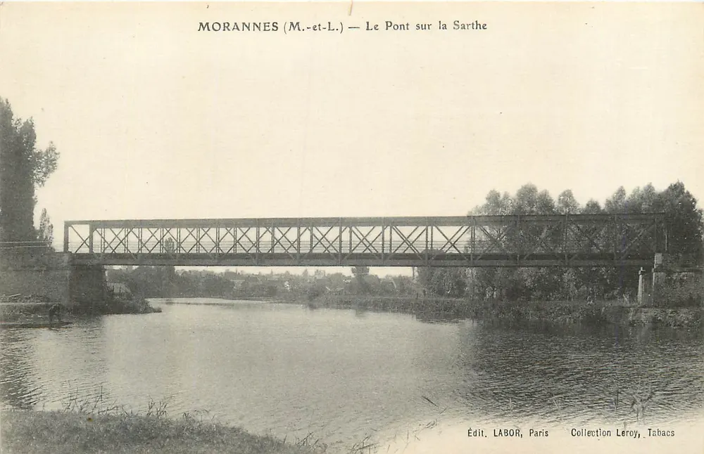 Morannes (M.-et-L.) — Le Pont sur la Sarthe — Édit. LABOR, Paris - Recto