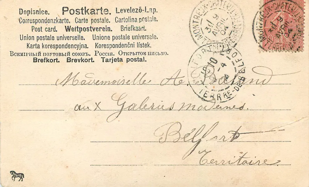 Paar sitzend — Studio-Szene — Verleger 'Levelezó-Lap' n°121 - Rückseite