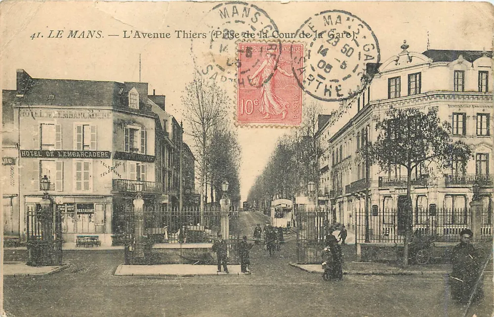 Le Mans — L'Avenue Thiers (Prise de la Cour de la Gare) — Éditeur : Le Mans, n°41 - Vorderseite