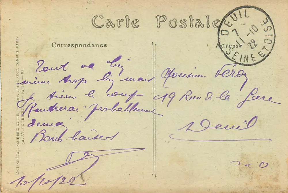 Berck-Plage — A Rue des Bains — editor n°101 - Verso
