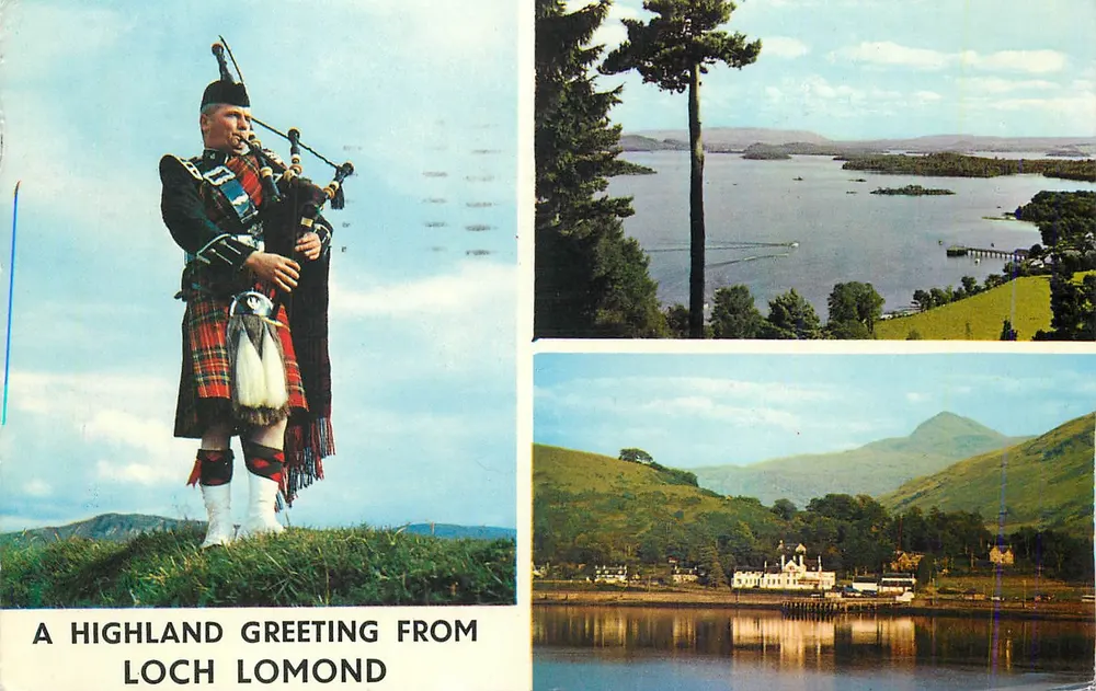 Ein Hochlandgruß von Loch Lomond — Aussicht auf den Luss Pier von Strone Hill — Verlag Ben Lomond, PLC35613 - Vorderseite