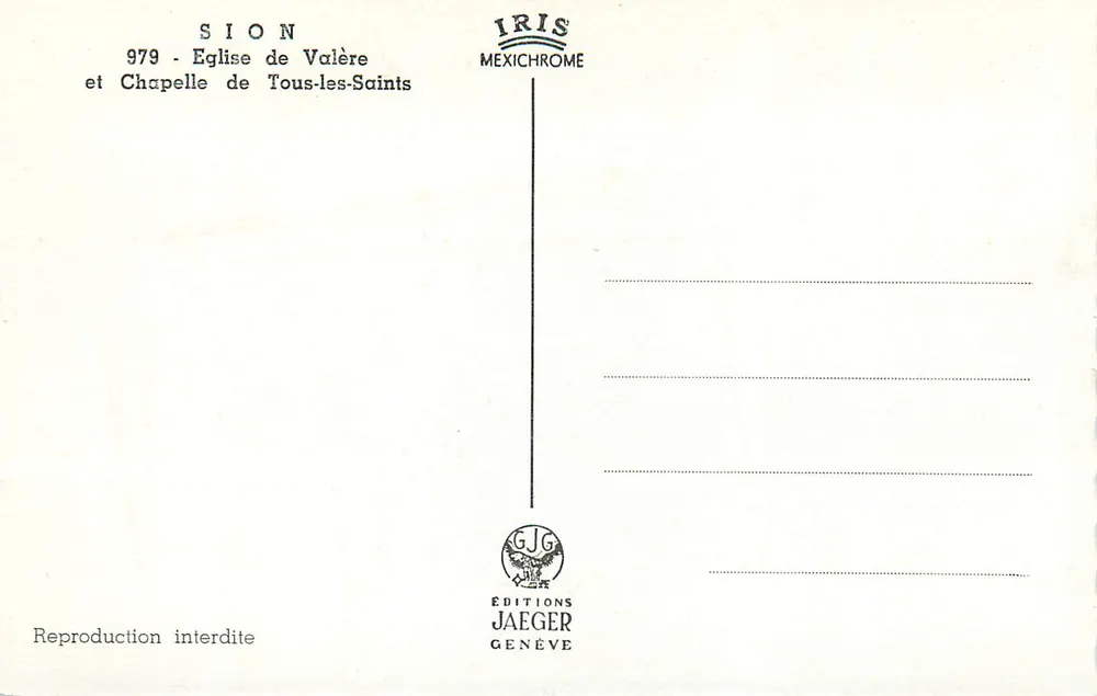 Château de Valère — Sion — Éditions Jaeger - Verso