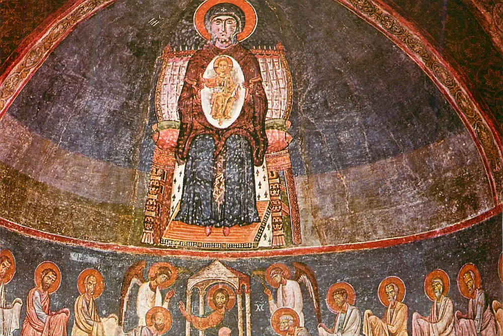 Ochrid - St. Sophia - Ansicht der Apsis, 11. Jahrhundert — Nationalmuseum für Kulturdenkmäler Ochrid - Vorderseite