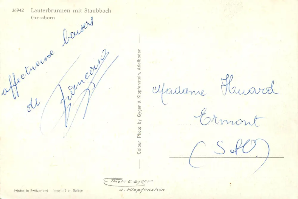 Lauterbrunnen met Staubbach - Grosshorn — Foto Gyger & Klopfenstein, n° 36942 - Achterkant