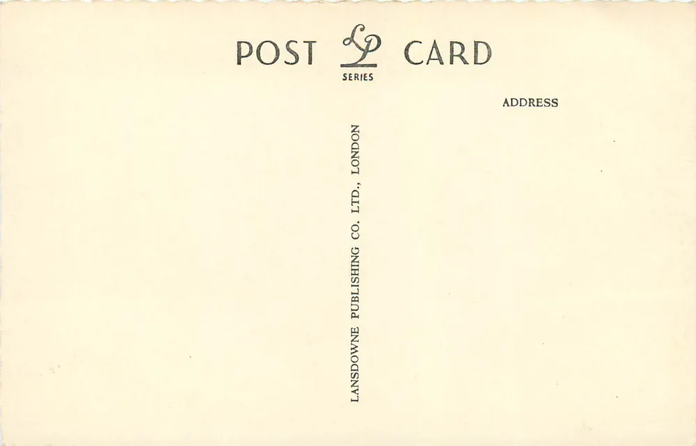 Häuser des Parlaments, London — Ansicht des Flusses mit Boot — Lansdowne Publishing Co. Ltd., Serie LP490 - Rückseite