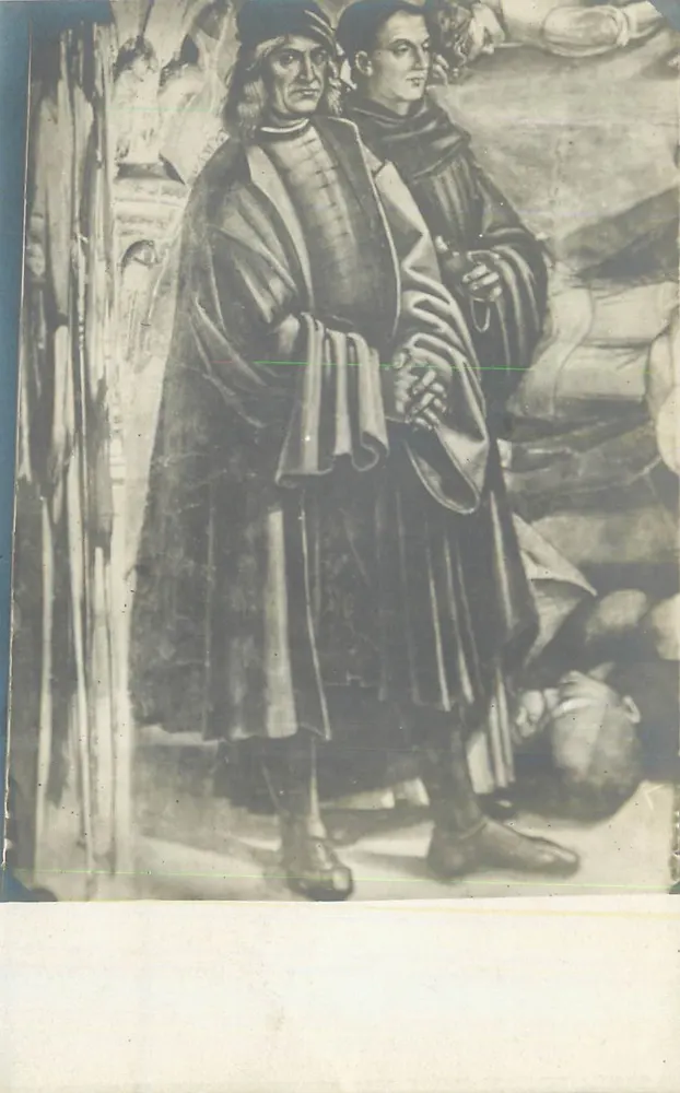 Dwa postacie w strojach historycznych — reprodukcja obrazu — wydawca nieznany, nr serii 2142 - Awers