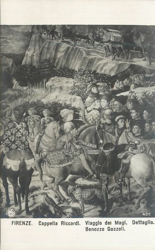 FIRENZE. Cappella Riccardi. Reise der Weisen. Detail. Benozzo Gozzoli. - Vorderseite