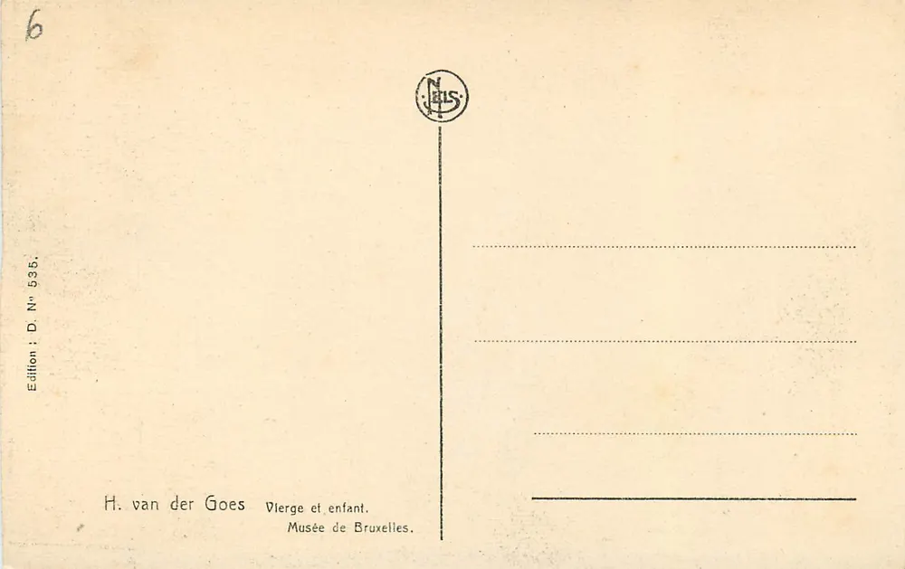 H. van der Goes — Virgem e criança — Edição Neis, N° 535 - Verso