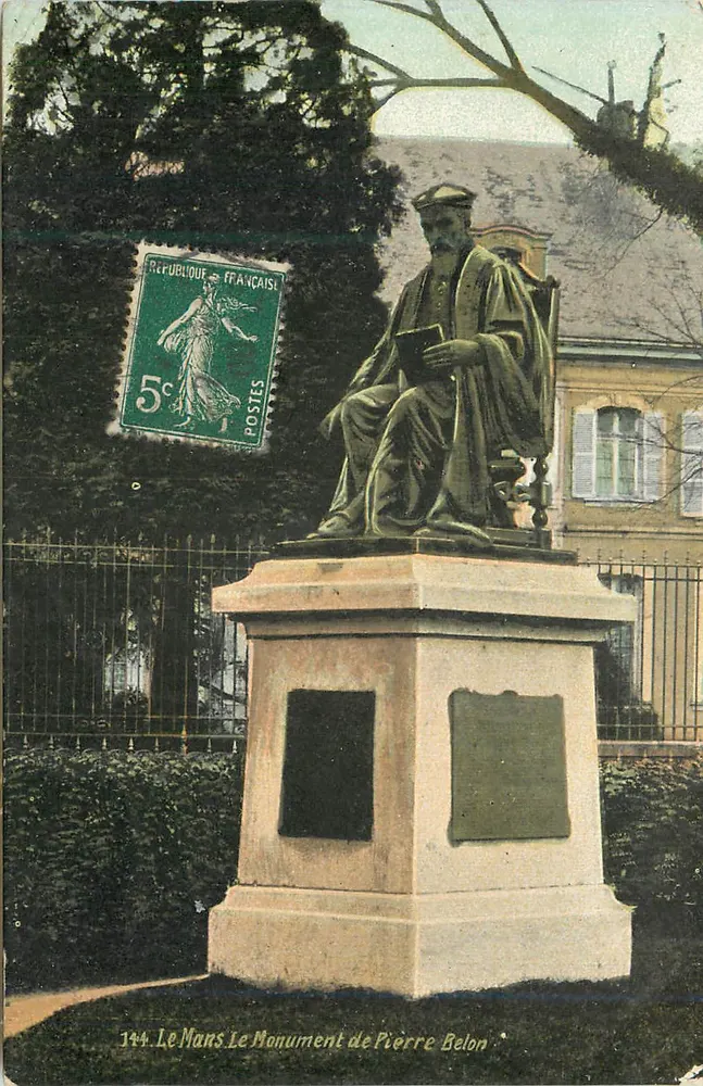 Le Mans — Monumento de Pierre Belon — editor L.V. & Cie, n° 144 - Frente