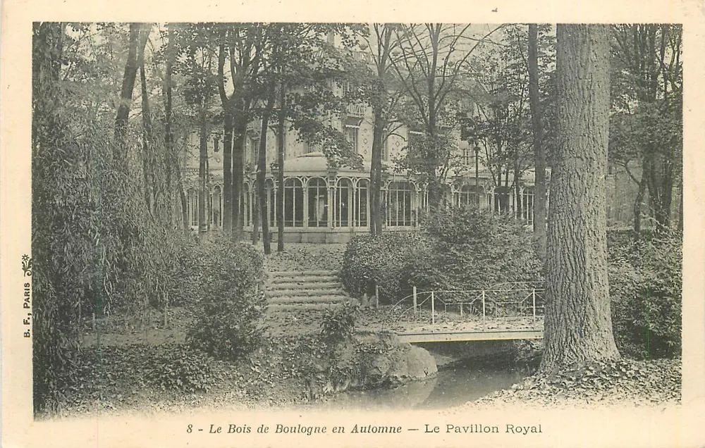 Der Bois de Boulogne im Herbst — Das Königliche Pavillon — B. F. Paris, n°8 - Vorderseite