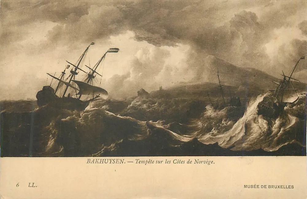 BakhuySEN — Tempête sur les Côtes de Norvège — Musée de Bruxelles - Recto