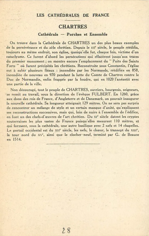 Chartres (Eure-et-Loir) — Catedral — Portais e Conjunto — Coleção da Solução Pautaube - Verso