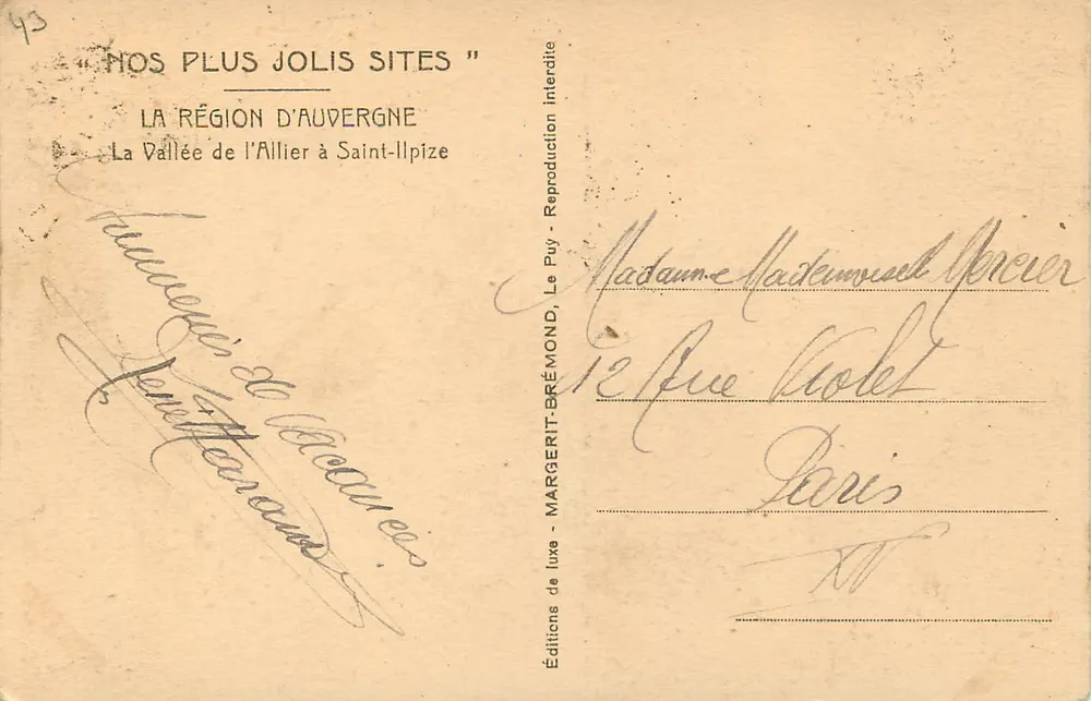 Die Schlucht des Allier bei Saint-Ilpize — Die Schlucht des Allier bei Saint-Ilpize — Luxusausgabe - MARGERIT-BRÉMOND, Le Puy - Rückseite